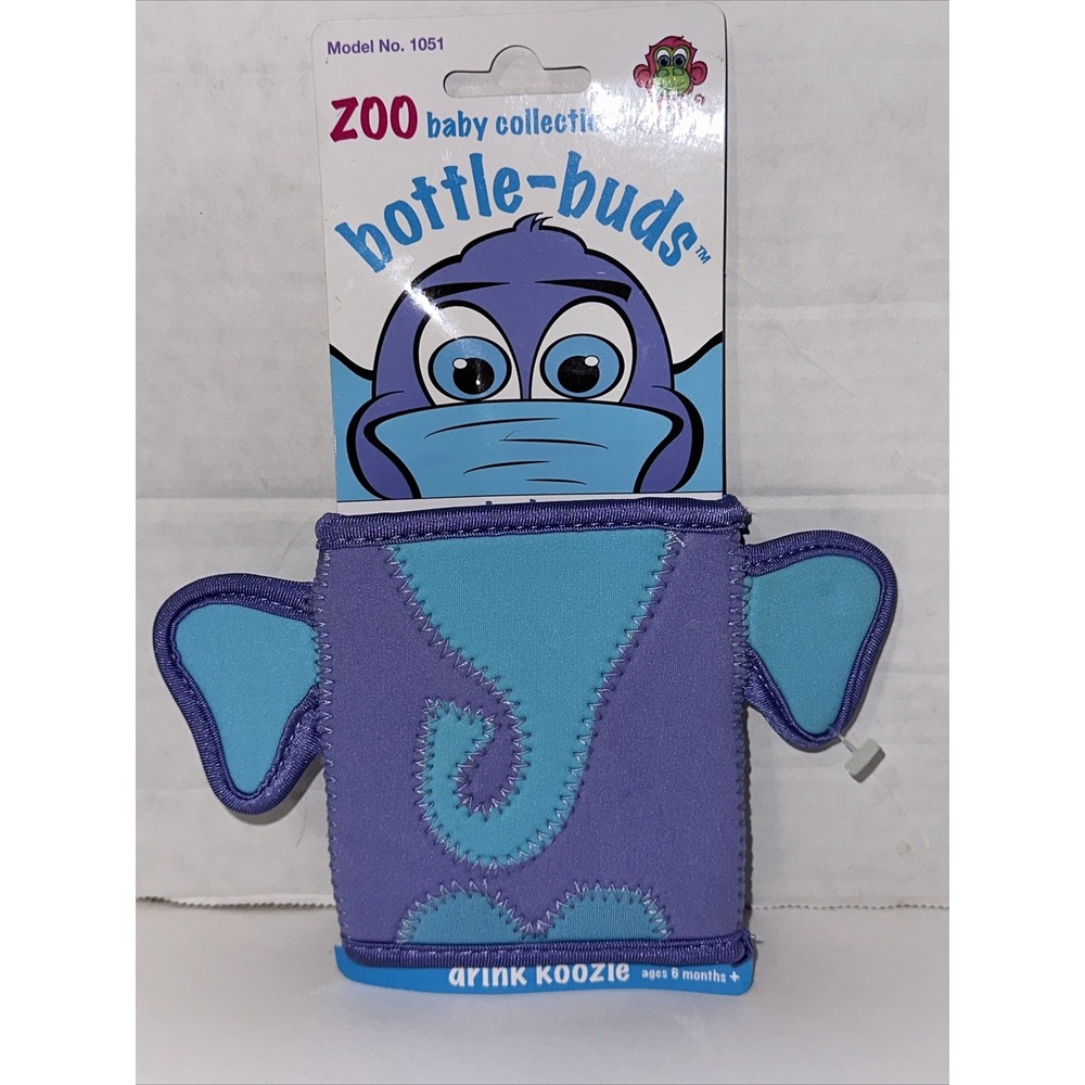 KidKusion Bottle-Bud Koozie Elephant Zoo Baby Collection Neoprene Beverage Hold - Picture 4 of 16